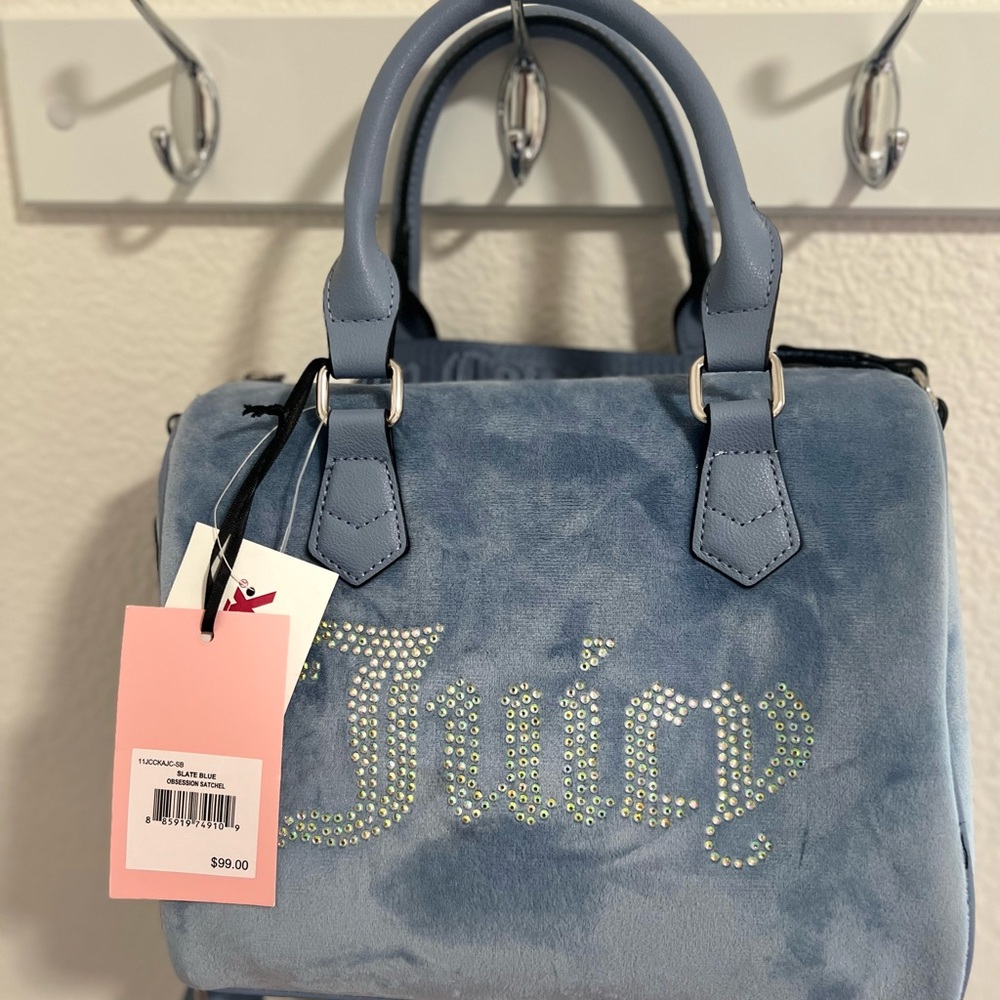 Juicy Couture Light Blue Velvet Satchel